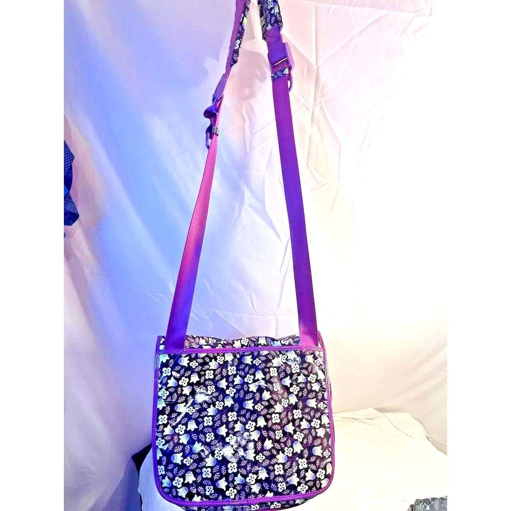 NWOT Vera Bradley Frill Collection Vinyl Messenger Laptop Bag in Plum Petal